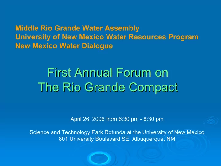 first annual forum on first annual forum on the rio
