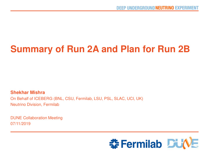 summary of run 2a and plan for run 2b