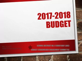 SCHOOL DISTRICT NO. 8 (KOOTENAY LAKE)  May 16, 2017  Nelson School Board Office  BUDGET STAKEHOLDER