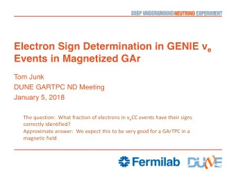 Events in Magnetized GAr  Tom Junk  DUNE GARTPC ND Meeting  January 5, 2018 The question:  What