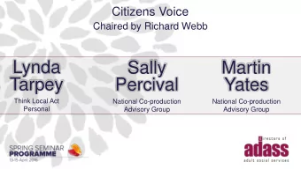 Tarpey  Percival  Yates  Think Local Act  National Co-production  National Co-production  Personal