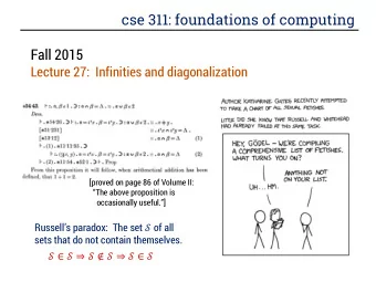 cse 311: foundations of computing  Fall 2015  Lecture 27:  Infinities and diagonalization  [proved