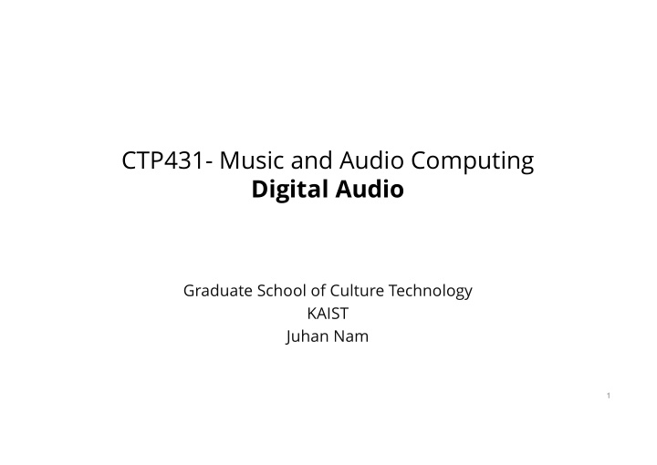 ctp431 music and audio computing digital audio