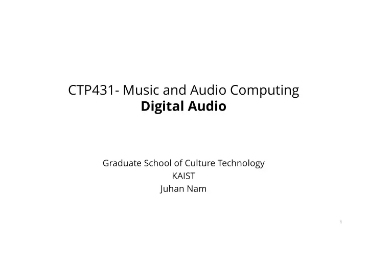 ctp431 music and audio computing digital audio