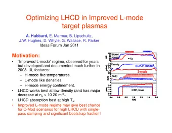 Optimizing LHCD in Improved L-mode  t  target plasmas  t  l A. Hubbard, E. Marmar, B. Lipschultz,