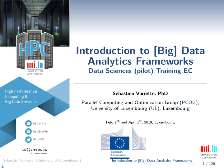 introduction to big data analytics frameworks