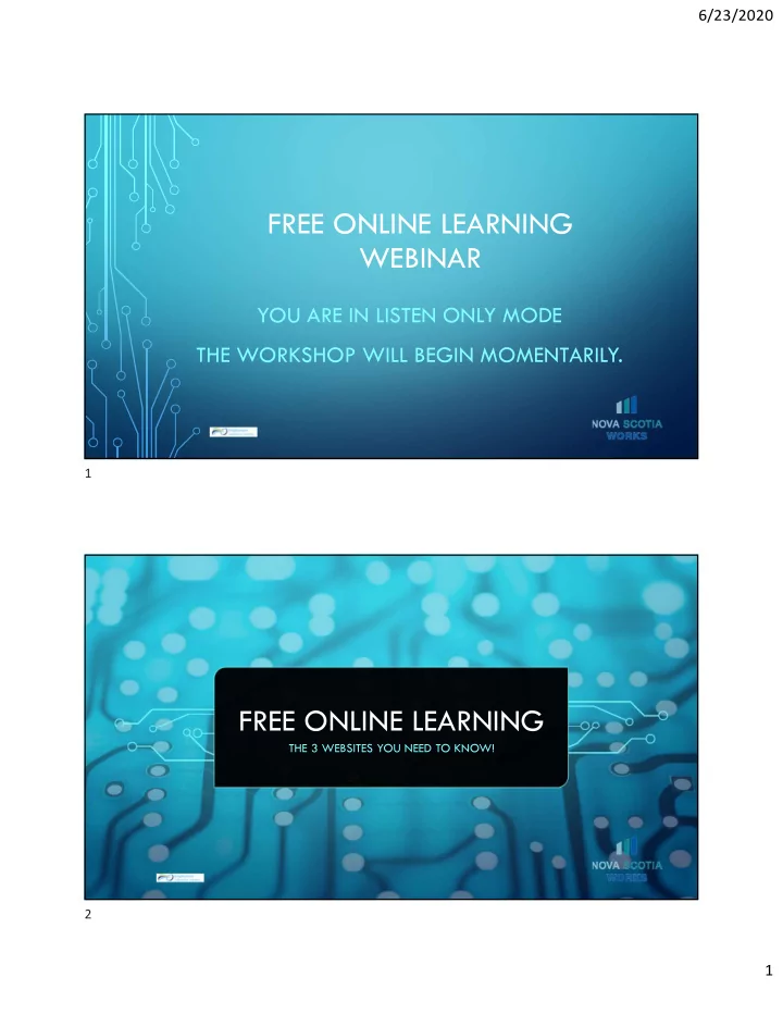 free online learning webinar