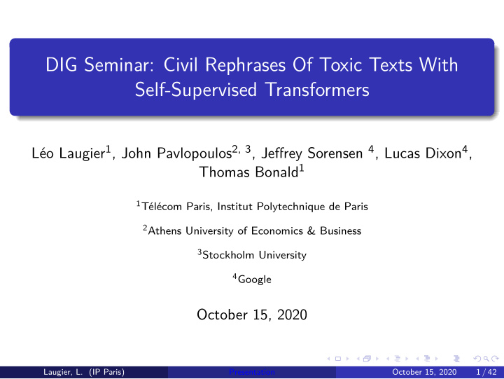 dig seminar civil rephrases of toxic texts with self