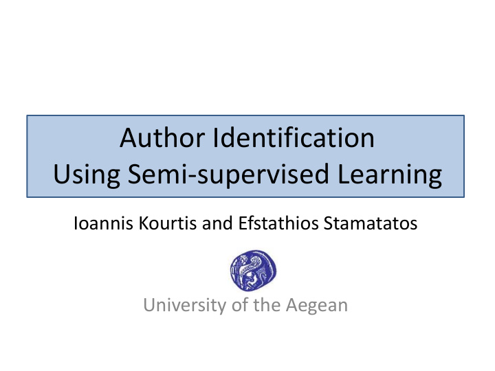 author identification using semi supervised learning