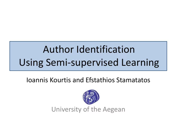 author identification using semi supervised learning