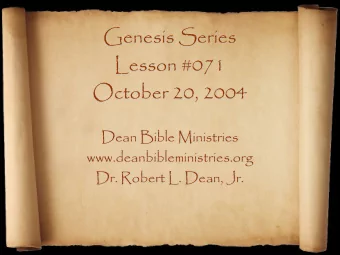 Genesis Series  Lesson #071  October 20, 2004  Dean Bible Ministries  www.deanbibleministries.org