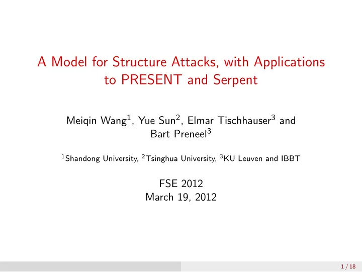 a model for structure attacks with applications to