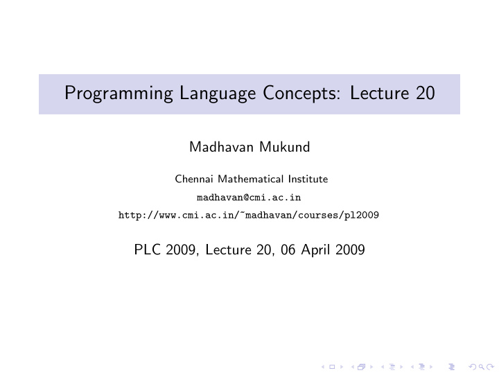 programming language concepts lecture 20