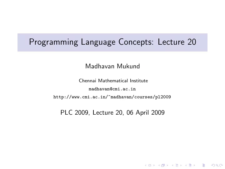 programming language concepts lecture 20