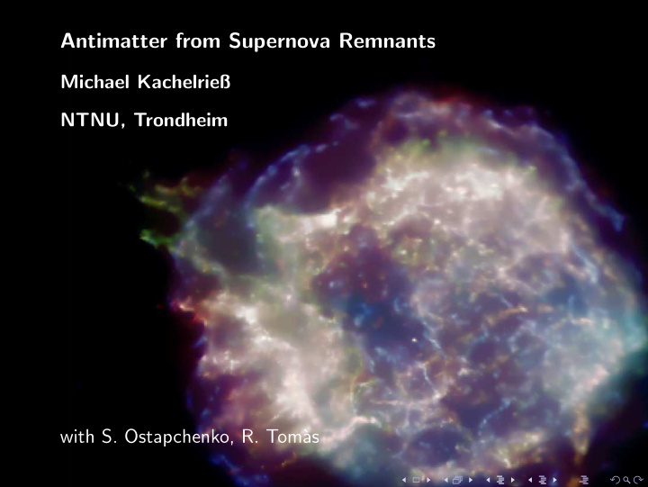 antimatter from supernova remnants