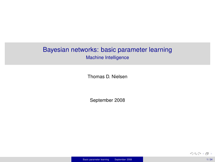 bayesian networks basic parameter learning