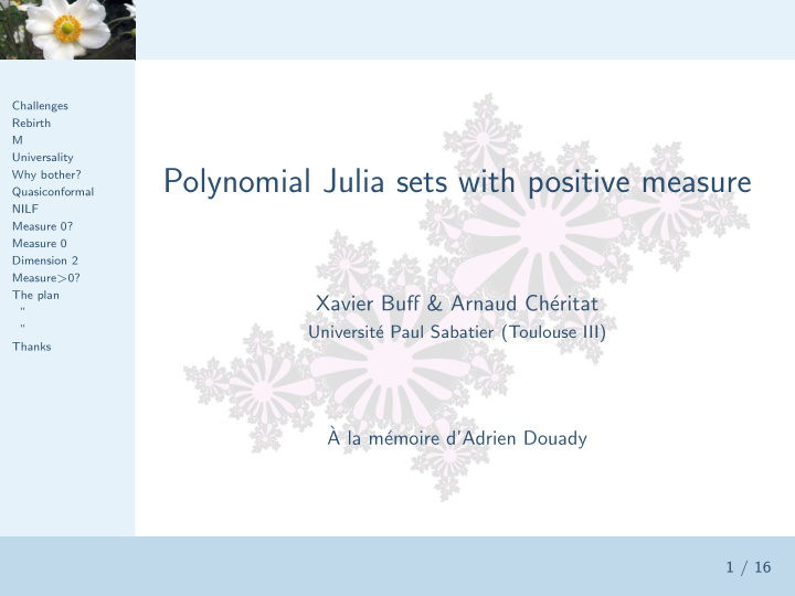 polynomial julia sets with positive measure