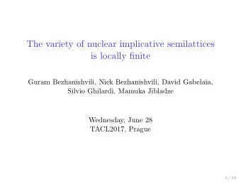 The variety of nuclear implicative semilattices  is locally finite  Guram Bezhanishvili, Nick