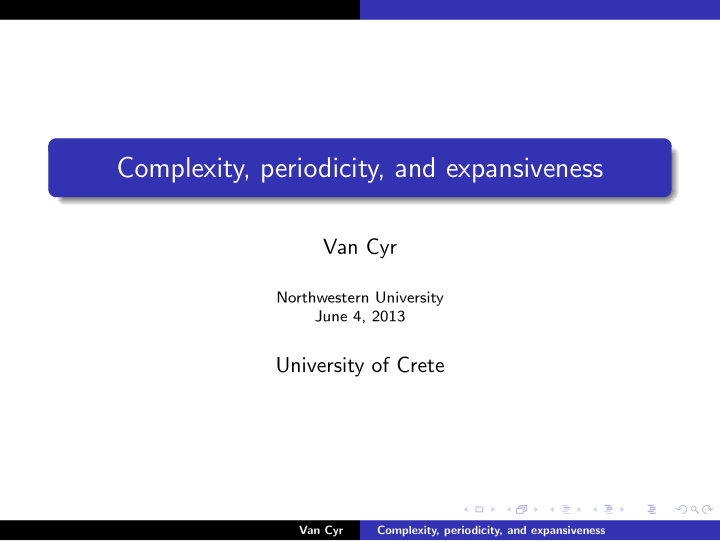 complexity periodicity and expansiveness