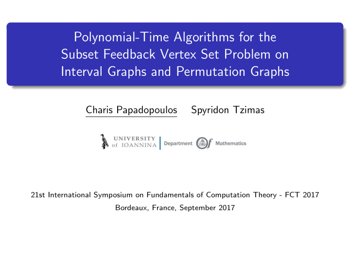 polynomial time algorithms for the subset feedback vertex