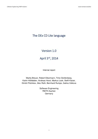 Th  The D  DEx  Ex CD Lite lang  ngua  uage  Ver  Version 1  1.0 3 rd rd , 2014  April  il 3  2014