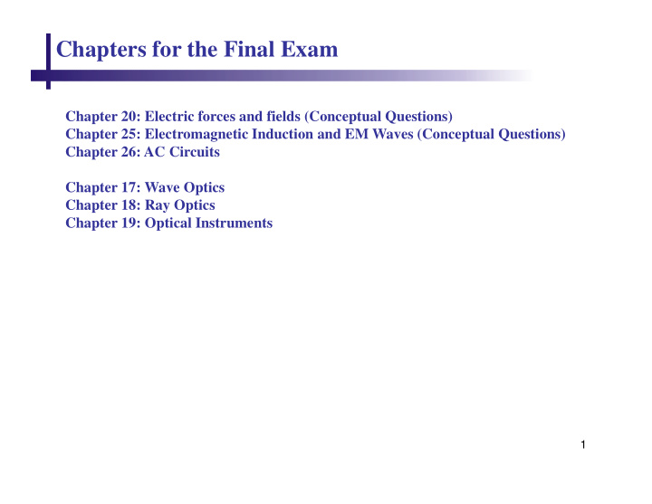 chapters for the final exam