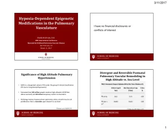 Hypoxia-Dependent Epigenetic  Modifications in the Pulmonary  I have no financial disclosures or