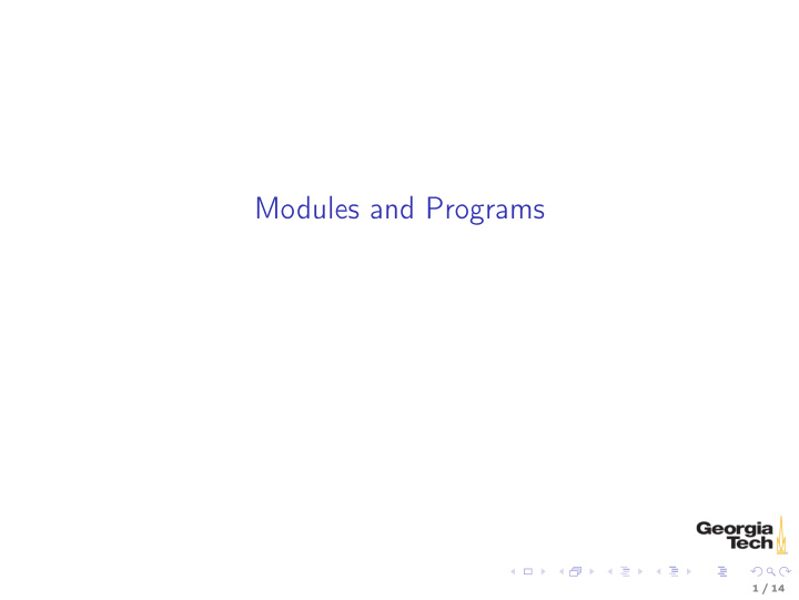 modules and programs