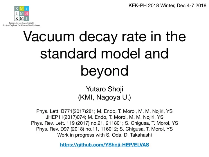 vacuum decay rate in the standard model and beyond