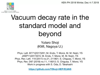 Vacuum decay rate in the  standard model and  beyond Yutaro Shoji  (KMI, Nagoya U.) Phys. Lett.