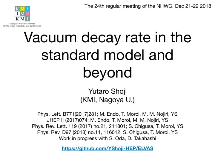 vacuum decay rate in the standard model and beyond