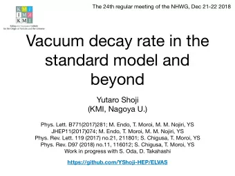 Vacuum decay rate in the  standard model and  beyond Yutaro Shoji  (KMI, Nagoya U.) Phys. Lett.