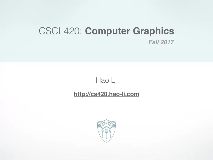csci 420 computer graphics