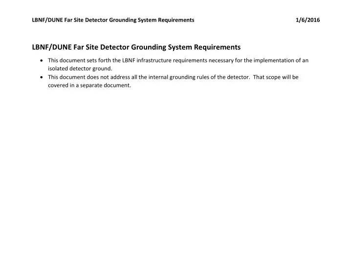 lbnf dune far site detector grounding system requirements