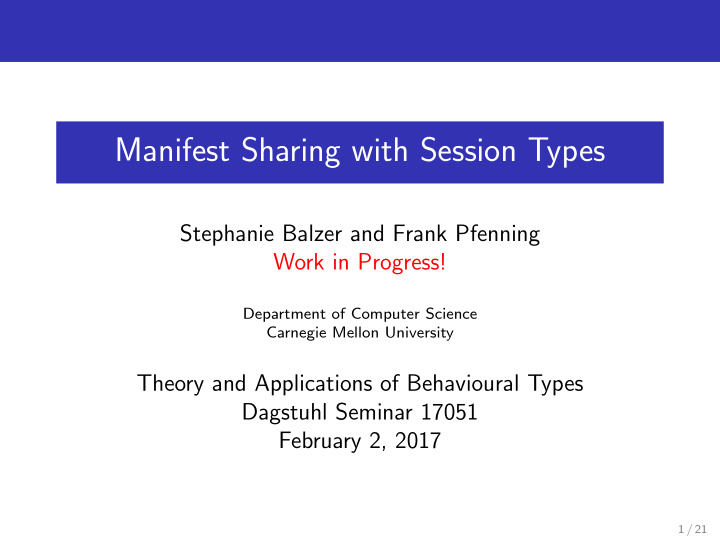 manifest sharing with session types