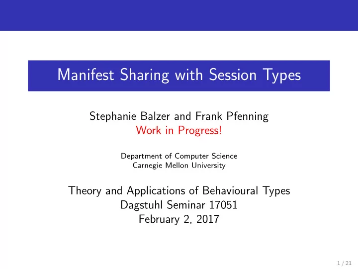 manifest sharing with session types