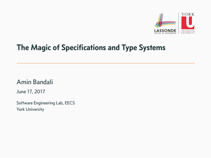 the magic of specifications and type systems