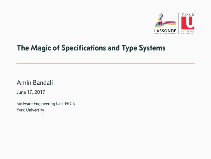 the magic of specifications and type systems
