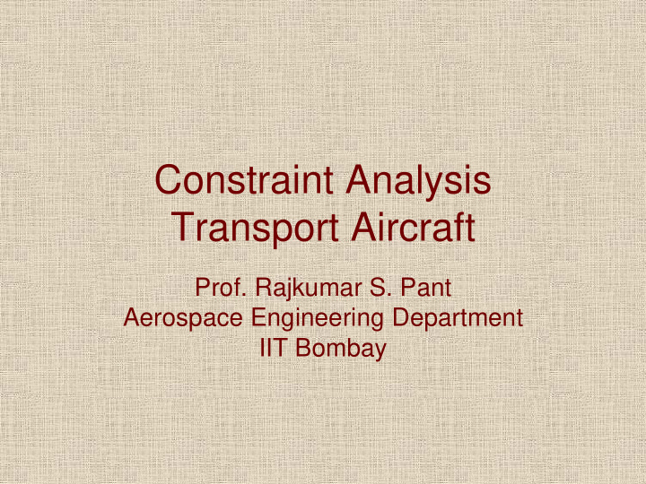 constraint analysis transport aircraft