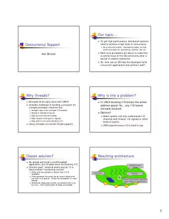 1  Problems with this?  Classic issues  Only works if all the events show up as  Threads that
