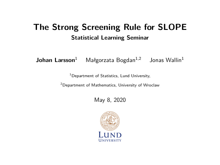 the strong screening rule for slope