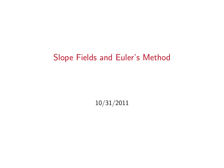 slope fields and euler s method