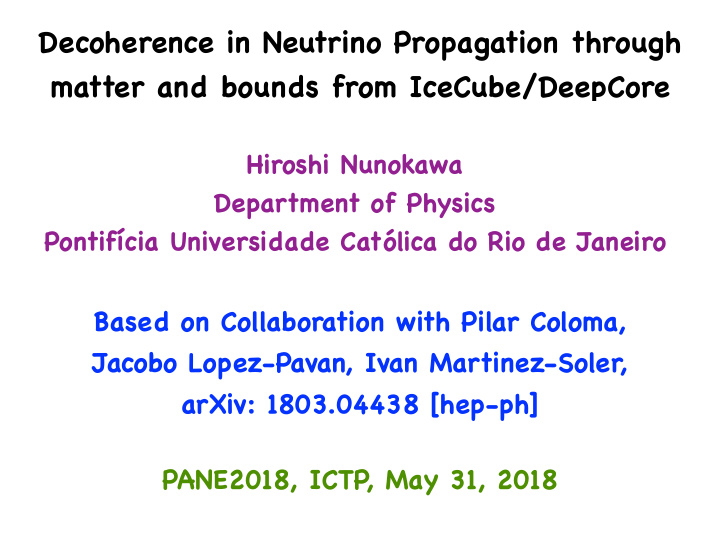 decoherence in neutrino propagation through matter and