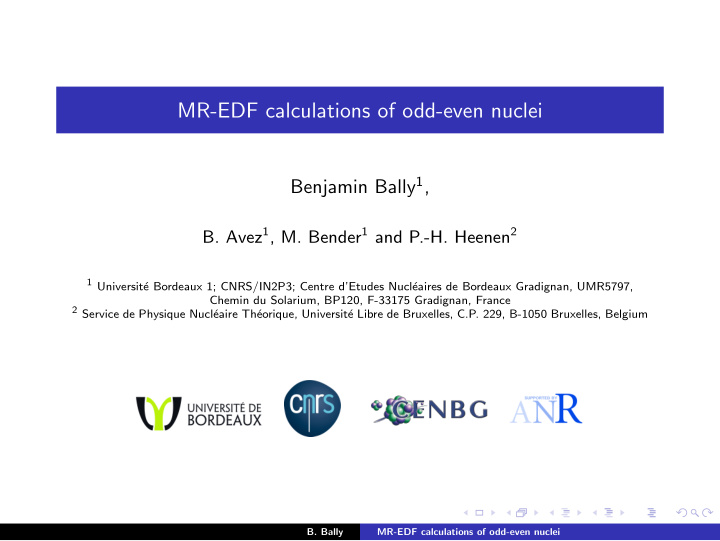 mr edf calculations of odd even nuclei