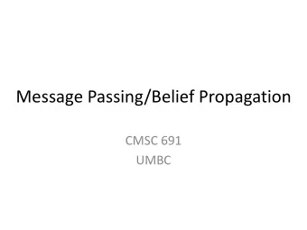 Message Passing/Belief Propagation  CMSC 691  UMBC  Markov Random Fields:  Undirected Graphs clique