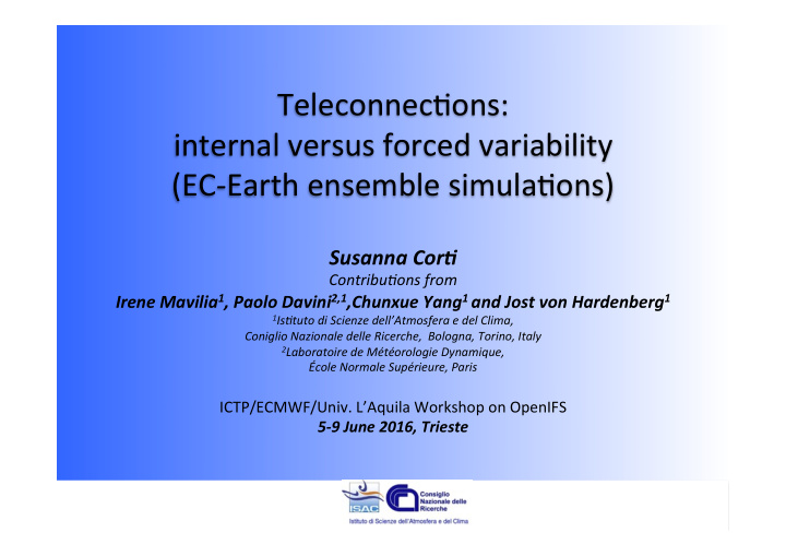 teleconnec ons internal versus forced variability