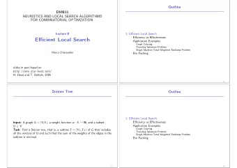 Efficient Local Search  Application Examples  Graph Coloring  Traveling Salesman Problem  Single