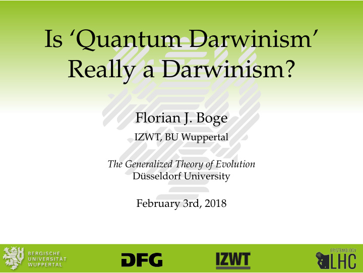 is quantum darwinism really a darwinism