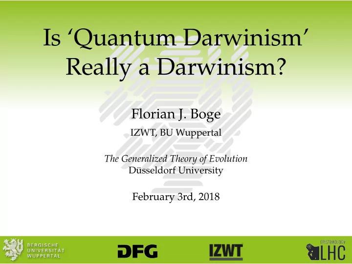 is quantum darwinism really a darwinism