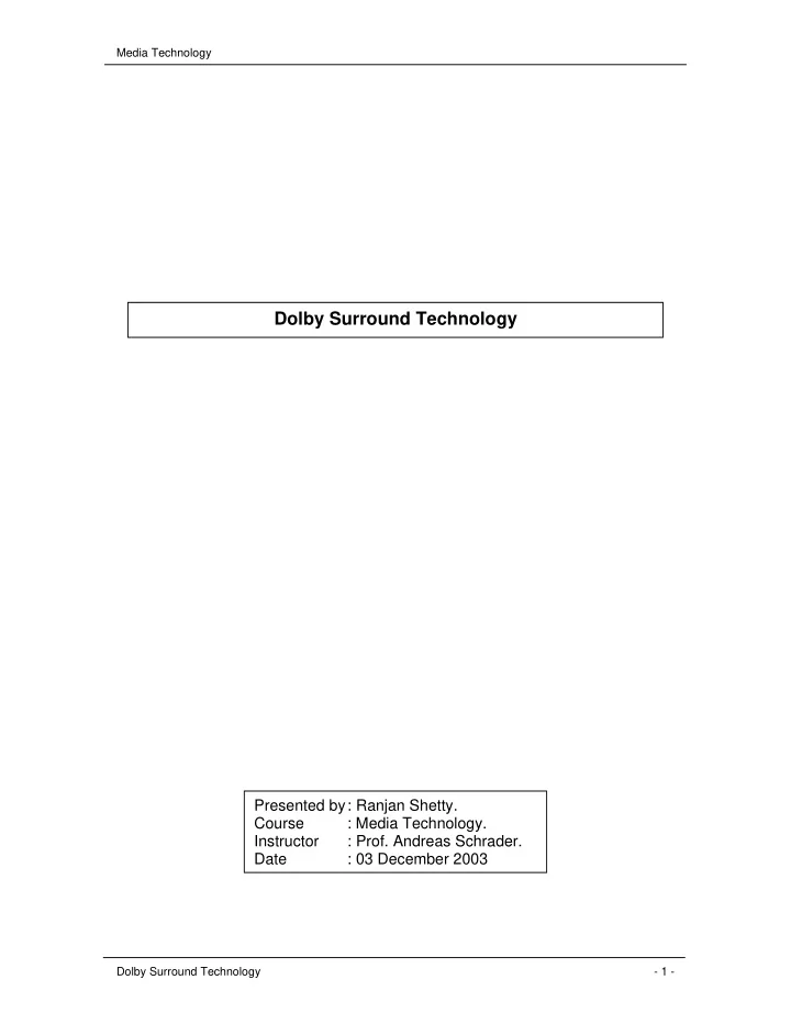 dolby surround technology